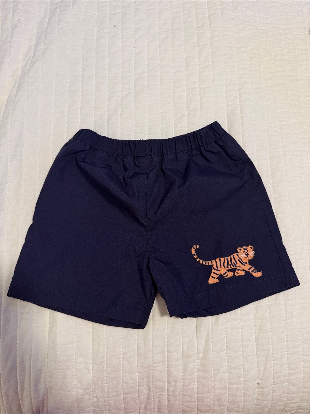 EUC TBBC Navy Kids Shorts with Orange Tiger Embroidery Size 6